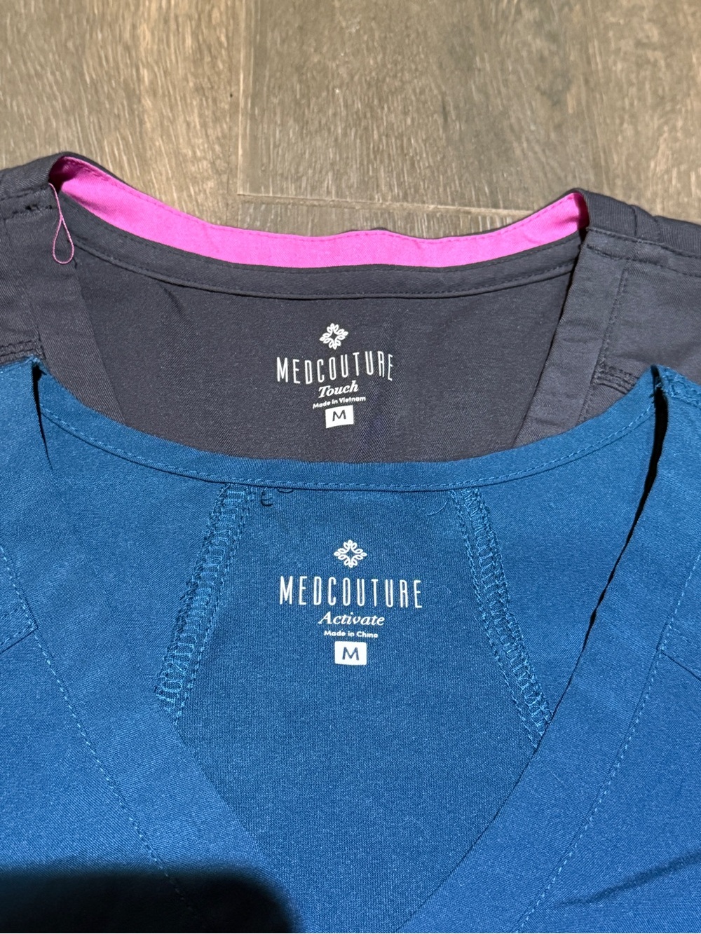 2 MED Couture Scrub sets - M tops, S pants